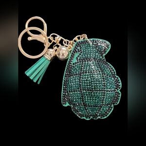 Green And Black Grenade Bag Charm Key Chain
